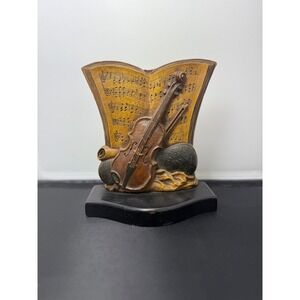 Vintage Syroco Wood Violin Music Book Statue Figurine‎ Decor collectible